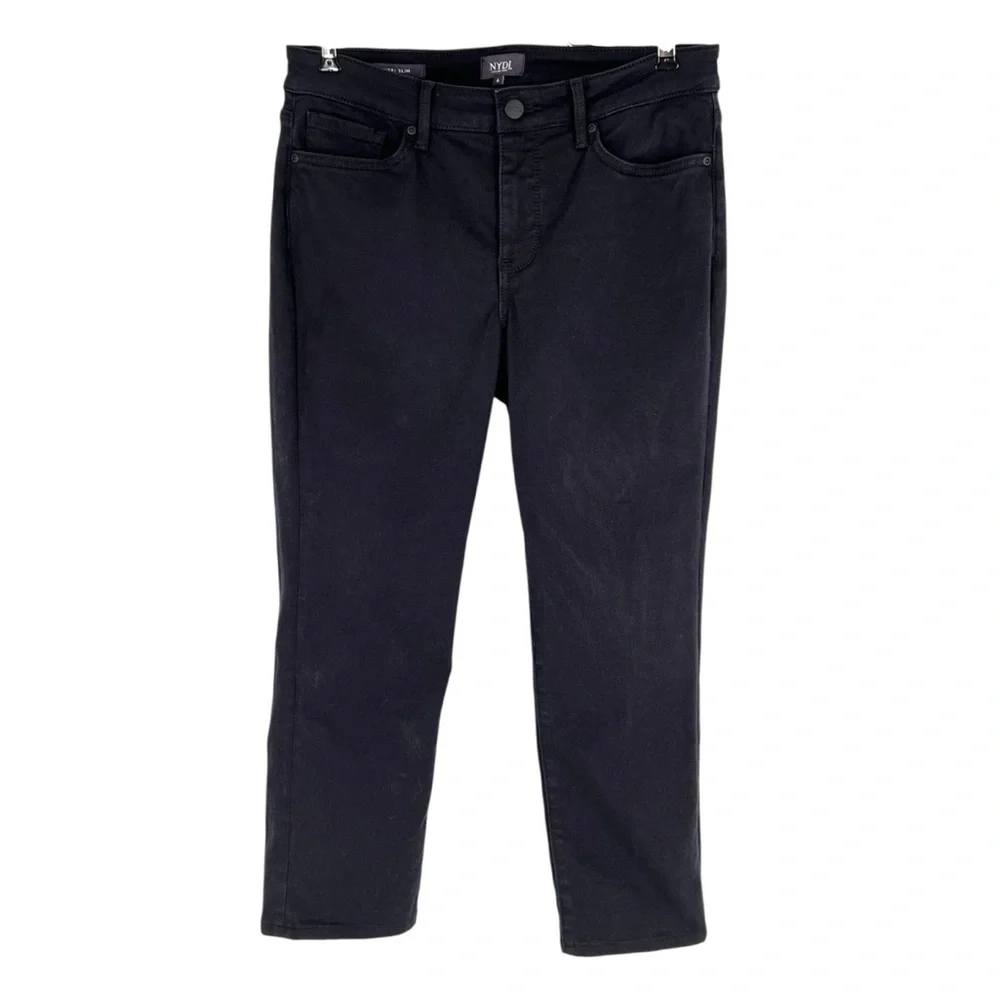 NYDJ Sheri Slim Jeans Womens Size 6 Black Stretch Denim Lift x Tuck Technology